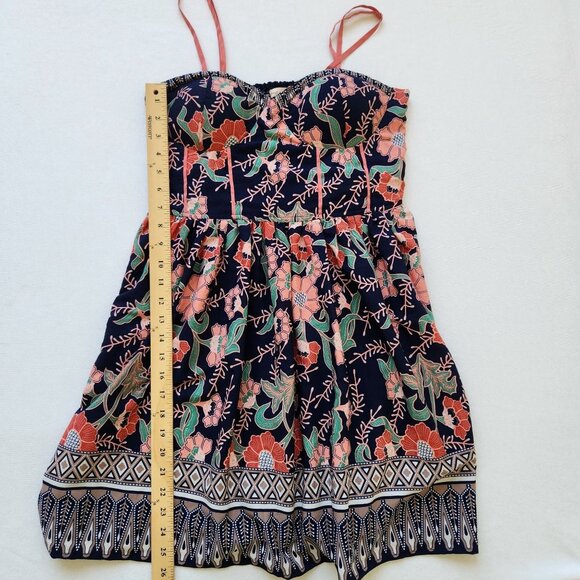 Band Of Gypsies Floral Bustier Mini Dress Navy Coral Boho Cottagecore Cute - Picture 12 of 12